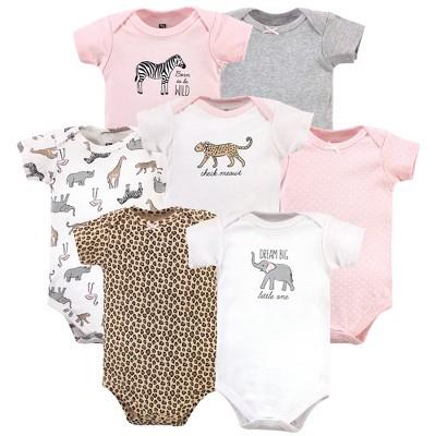 Hudson Baby Infant Girl Cotton Bodysuits, Modern Pink Safari, 18-24 Months : Target