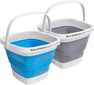 Amazon.com: RULAYMAN 2 Pack Collapsible Plastic Bucket with Handle 0.79 Gallon (3L) Each Foldable Rectangular Tub Bucket for Cleaning Camping Essentia