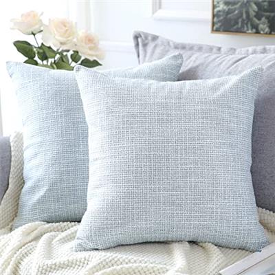 OTOSTAR Linen Throw Pillow Covers Set of 2 Decorative Square Pillowcases Cushion Covers 16x16 Inch for Home Decor Sofa Bedroom Car 40 x 40CM Blue Grey