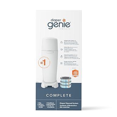Diaper Genie Complete Diaper Pail (White) | Includes 3 Refill Bags