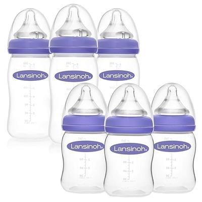 Amazon.com : Lansinoh Anti-Colic Baby Bottles for Feeding Babies, 3 Count Each of 5 Ounces and 8 Ounces, 6 Bottles Total, Includes 3 Medium Flow Nippl
