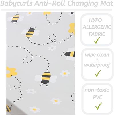 Babycurls Deluxe Anti-Roll PVC Wedge Nappy Baby Changing Mat with Curved Sides and Raised Edges for Babies from Birth Upwards Wipe Clean and Waterproo