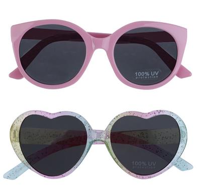 Capelli of New York 2 Pack Retro Cat Eye & Ombre Heart Glitter Sunglasses Set