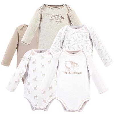 Touched by Nature Organic Cotton Long-Sleeve Bodysuits 5-pack, Little Giraffe