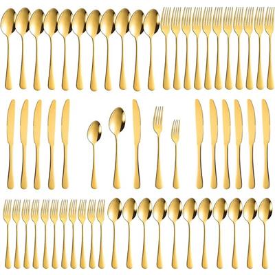 60-Piece Silverware Set, Stainless Steel Flatware Cutlery,Gold
