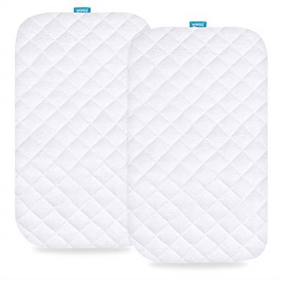 Bassinet Mattress Pad Cover Compatible with Mika Micky Bedside Sleeper, 2 Pack, Waterproof Quilted Ultra Soft Viscose Made from Bamboo Terry Surface,