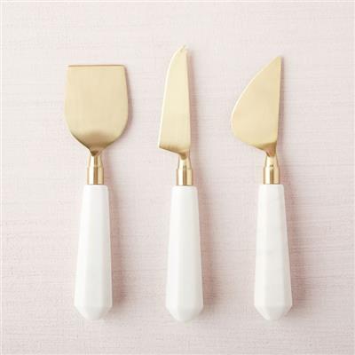 Marble & Brass Cheese Knives (Set of 3) | West Elm