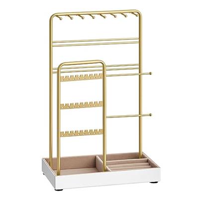 SONGMICS Jewelry Holder, Jewelry Organizer, Mothers Day gifts, Jewelry Display Stand with Metal Frame and Velvet Tray, Necklace Earring Bracelet Hold