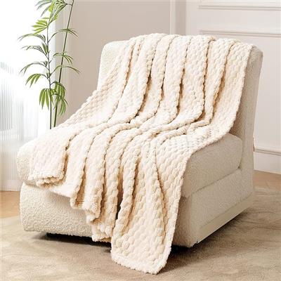Amazon.com: FY FIBER HOUSE Fleece Throw Blanket for Couch 300GSM Super Soft Plush Fuzzy Blankets Lap Blanket for Office Sofa, 50x60 Inches, Beige : Ho