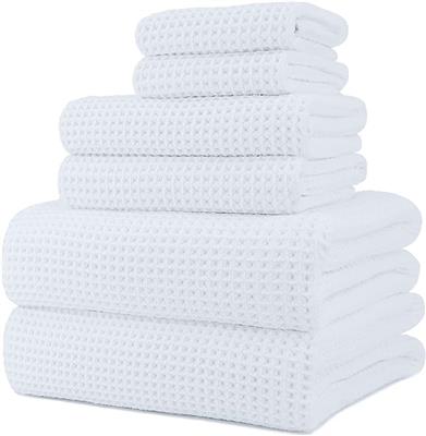 Amazon.com: POLYTE Oversize, 60 x 30 in., Quick Dry Lint Free Microfiber Bath Towel Set, 6 Piece (Beige, Waffle Weave) : Beauty & Personal Care