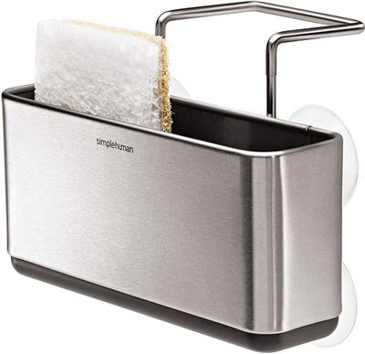 Amazon.com - simplehuman Slim Sink Caddy Sponge Holder, Brushed Stainless Steel, Silver - Sponge Holder For Kitchen Sink