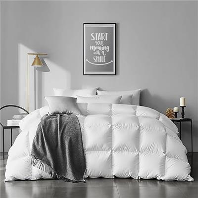 Amazon.com: APSMILE Queen Size Feather Down Comforter - Ultra Soft All Seasons 100% Organic Cotton Feather Down Duvet Insert Medium Warm Quilted Bed C