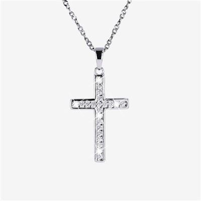 Silver DiamonFlash Cross Necklace | Warren James