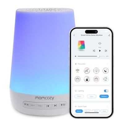 Momcozy White Noise Machine,Sound Machine for Baby Adults with 7 Colour Night Light,34 Soothing SoundsTherapy for Sleeping Nursery, White Noise APP Co