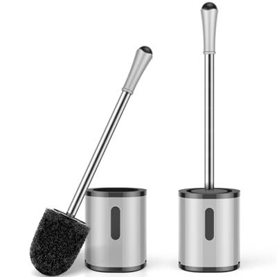 Toilet Brush and Holder, 2 Pack Compact Size Toilet Bowl Brush with Stainless Steel Handle, Small Size Plastic Holder Easy to Hide, Space Saving for S