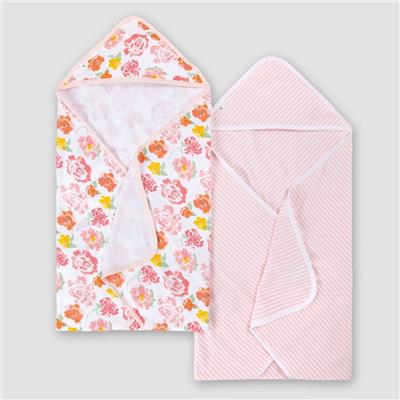 Burts Bees Baby - Hooded Towels, Rosy Spring, 2 Pack