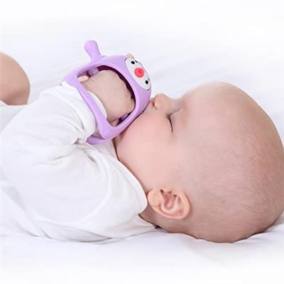 Smily Mia Penguin Buddy Never Drop Silicone Baby Teething Toy for 0-6month Infants, Baby Chew Toys for Sucking Needs, Hand Pacifier for Breast Feeding