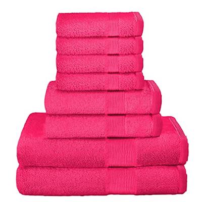 Elvana Home 8 Piece Towel Set 100% Ring Spun Cotton, 2 Bath Towels 27x54, 2 Hand Towels 16x28 and 4 Washcloths 13x13 - Ultra Soft Highly Absorbent Mac
