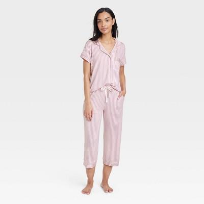 Womens Beautifully Soft Short Sleeve Notch Collar Top And Pants Pajama Set - Stars Aboveâ„¢ Pink M : Target