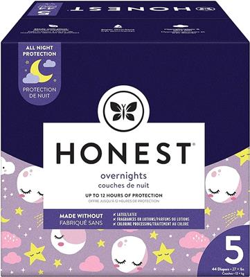 Amazon.com: The Honest Company Clean Conscious Overnight Diapers | Plant-Based, Sustainable | Starry Night | Club Box, Size 5 (27  lbs), 44 Count : Ba