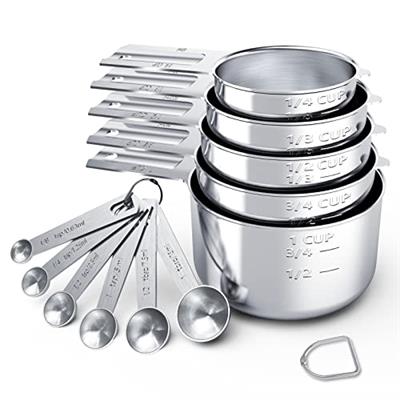 TILUCK Stainless Steel Measuring Cups & Spoons Set, Cups and Spoons,Kitchen Gadgets for Cooking & Baking (Large)