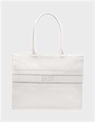 BRIDE TOTE WHITE Canvas Bag | Bridal Tote Bags
  
  
  
  – Betsey Johnson