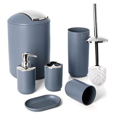 Moss & Stone 6 pcs Bathroom Accessories Set, Bathroom Decor Sets Includes Soap Dispenser, Toothbrush Holder, Toothbrush Cup, Soap Dish, A Complete Bat
