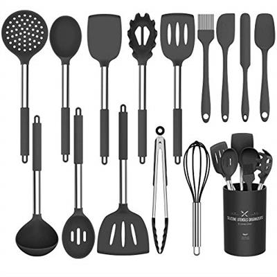 Silicone Cooking Utensil Set, Umite Chef 15pcs Silicone Cooking Kitchen Utensils Set, Non-stick - Best Kitchen Cookware with Stainless Steel Handle -