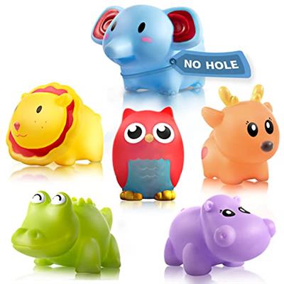 Mold Free Infant Bath Toys for 18 Months - No Hole Animal Bathtub Toys, Baby Bath Tub Toys No Mold (Wild)