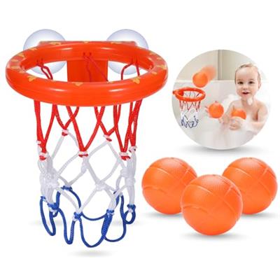 Bath Toys - Bathtub Basketball Hoop for Kids Toddlers - Bath Toys Shower Toys for Kids Ages 4-8,Suction Cup Basketball Hoop & 3 No Hole Balls Set for
