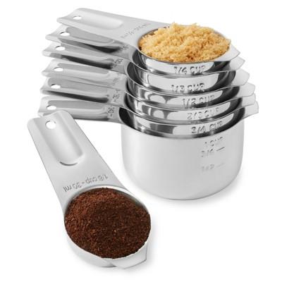 Last Confection 7-piece Stainless Steel Measuring Cup Set - Includes 1/8 Cup Coffee Scoop - Measurements For Spices, Cooking & Baking Ingredients : Ta