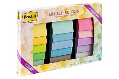 Post-it Super Sticky Notes, Limited Edition Color Collection, 3x3 in, 15 Pads/Pack, 45 Sheets/Pad