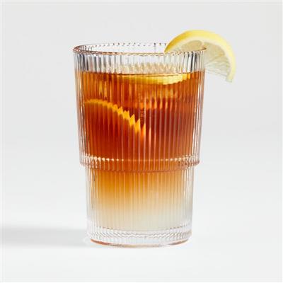 Atwell Stackable Textured Ribbed Highball Glass   Reviews | Crate & Barrel