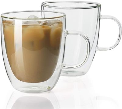 Amazon.com: Sweese Double Wall Glass Coffee Mugs - 12.5 oz Insulated Clear Coffee Mugs Set of 2, Perfect for Espresso, Cappuccino, Latte, Americano, T