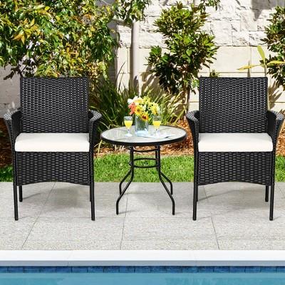 Costway 2pcs Chairs Outdoor Patio Rattan Wicker Dining Arm Seat With Cushions : Target