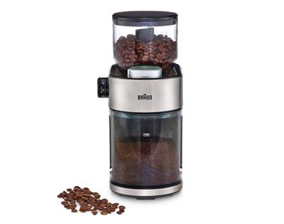 Braun Burr Coffee Grinder/Spice Grinder w/ 15 Setting Options, Stainless Steel, 12 Cups