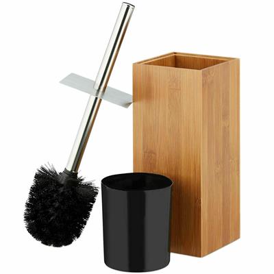 Bamboo Toilet Bowl Brush Cleaner Stainless Steel Handle - 1 Set
