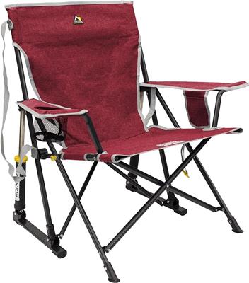 Amazon.com : GCI Outdoor Kickback Rocker Camping Chair | Portable Folding Rocking Chair with Durable Armrests, Drink Holder & Relaxed Lowered Seat for