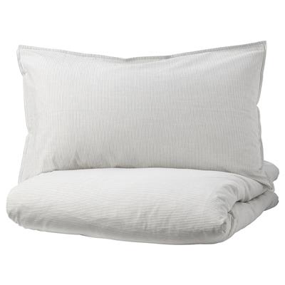 BERGPALM Duvet cover and pillowcase(s), gray, stripe, King - IKEA