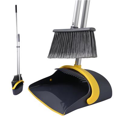 Eyliden Broom and Dustpan Combo Set, Self-Cleaning with Dustpan Teeth, Pet Hair Removal Broom, Stand Up Broom and Dustpan, Long Handle Extendable to 5