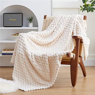 EXQ Home Fleece Throw Blanket for Couch or Bed - 3D Imitation Turtle Shell Jacquard Decorative Blankets - Cozy Soft Lightweight Fuzzy Flannel Blanket
