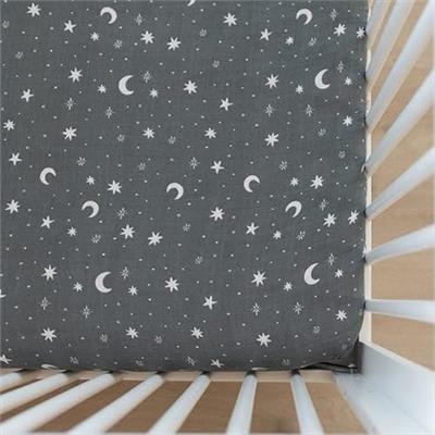 Night Sky Muslin Crib Sheet by Mebie Baby, Soft and Breathable Bed Sheets for Babies, Modern Neutral Bedding for Cribs, Standard Crib Mattress Fitted