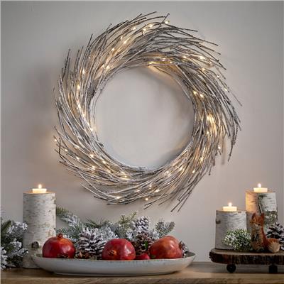 Elise Warm White LED Pre-lit 24-inch Christmas Wreath by Christopher Knight Home - Snowy