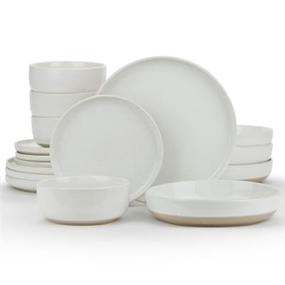 Famiware Milkyway Plates and Bowls Set For 4, 16-Piece Dinnerware Sets, White