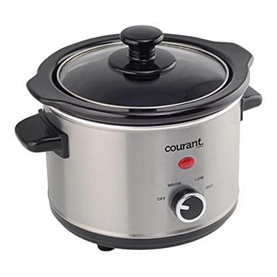 Courant Mini Slow Cooker Crock, with Easy Options 1.6 Quart Dishwasher Safe Pot, Stainless Steel