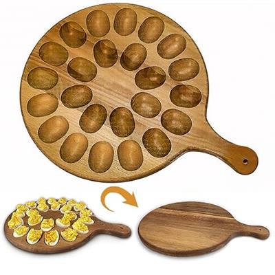 Mrs. M’s Floral Cart Deviled Egg Platter & Charcuterie Board - Premium Quality Acacia Wood, Easy to Wash & Deviled Egg Tray, Cutting Board, Cheese Boa