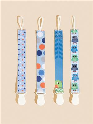 4Pcs/Pack Pacifier Holders with Elastic Band | Baby Pacifier Chain Clips |Universal Holder Soother Clips with Plastic Clasp for Baby Teething Toys Tee