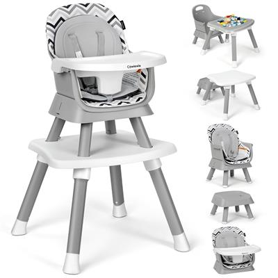 Cowiewie 8 in 1 Baby High Chair for Babies, Toddler Dining Booster Seat, BPA Free PP Material, Grey - Walmart.com