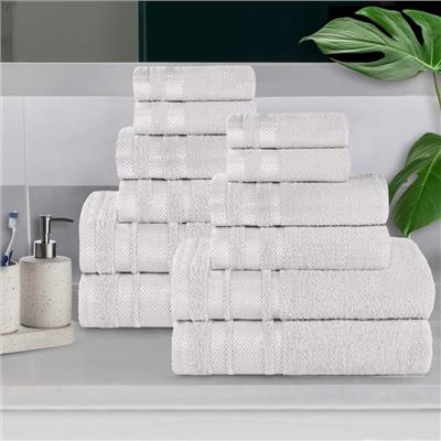 Superior Hays Cotton Medium Weight 12 Piece Bathroom Towel Set