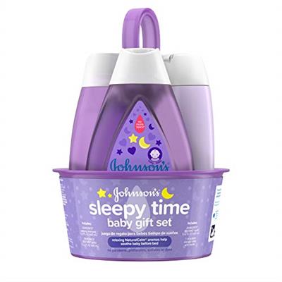 Johnsons Sleepy Time Bedtime Baby Gift Set with Relaxing NaturalCalm Aromas, Bedtime Baby Bath Shampoo, Wash & Lotion Essentials, Hypoallergenic & Pa